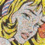 Roy Lichtenstein's Girl with Hair Ribbon Photo Jumble collage made from beer caps objects